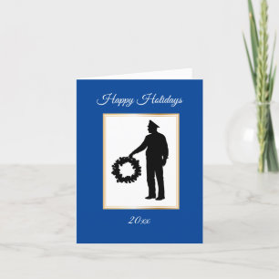 Polizist & Kranz Silhouette Weihnachtskarte Karte