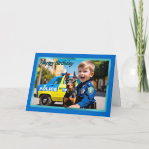 Polizist mit Doberman Boys Geburtstagskarte Karte