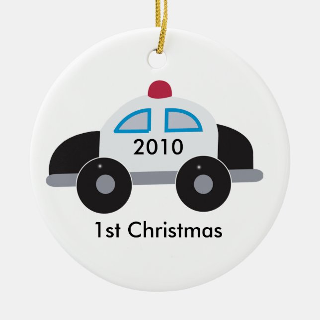 POLIZIST POLICE Baby's erste Weihnachtszeit indivi Keramikornament (Vorne)