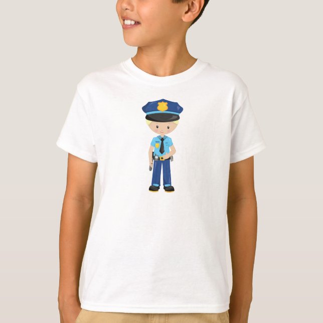 Polizist, Polizeibeamter, Polizist, blond haar T-Shirt (Vorderseite)