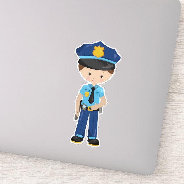Polizist, Polizeibeamter, Polizist, braunes Haar Aufkleber (Detail)