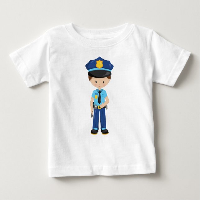 Polizist, Polizeibeamter, Polizist, braunes Haar Baby T-shirt (Vorderseite)