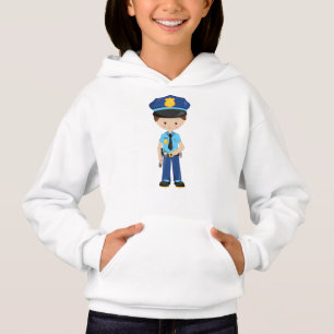 Polizist, Polizeibeamter, Polizist, braunes Haar Hoodie