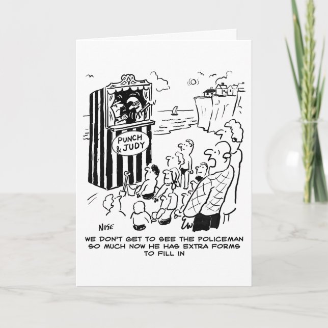Polizist Punch & Judy - Happy Birthday Card Karte (Vorderseite)