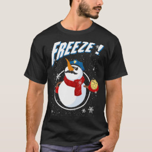 Polizist Schneemann Einfrieren Polizei Navidad Pol T-Shirt