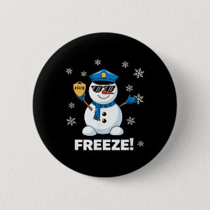 Polizist Snowman Freeze Weihnachts-Party Weihnacht Button