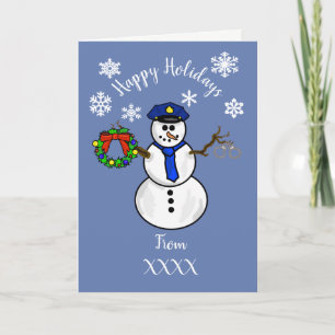 Polizist Snowman Weihnachtskarte Dept oder Persona Feiertagskarte