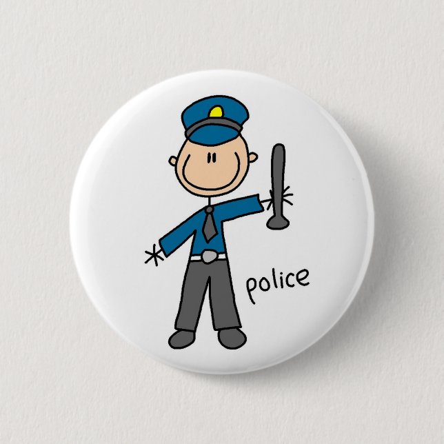Polizist Stickfigur Button (Vorderseite)