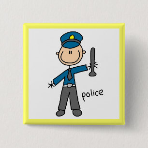 Polizist Stickfigur Button