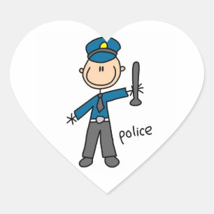 Polizist Stickfigur Herz-Aufkleber