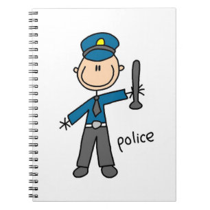 Polizist Stickfigur Notizblock