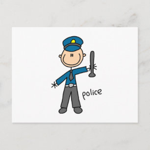 Polizist Stickfigur Postkarte