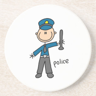 Polizist Stickfigur Sandstein Untersetzer