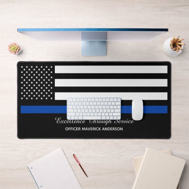 Polizist Thin Blue Line Schreibtischunterlage (Büro 1)