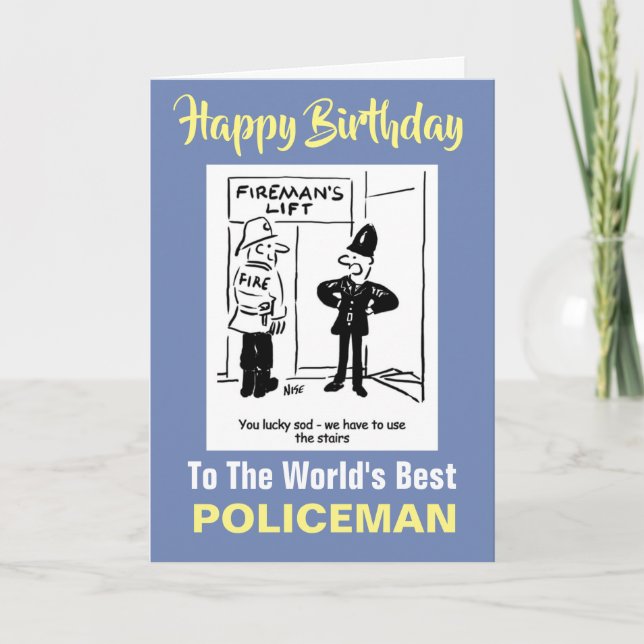Polizist und Fireman Joke - Happy Birthday Karte (Vorderseite)