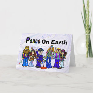 Polizist und Hippies Weihnachtskarte Karte