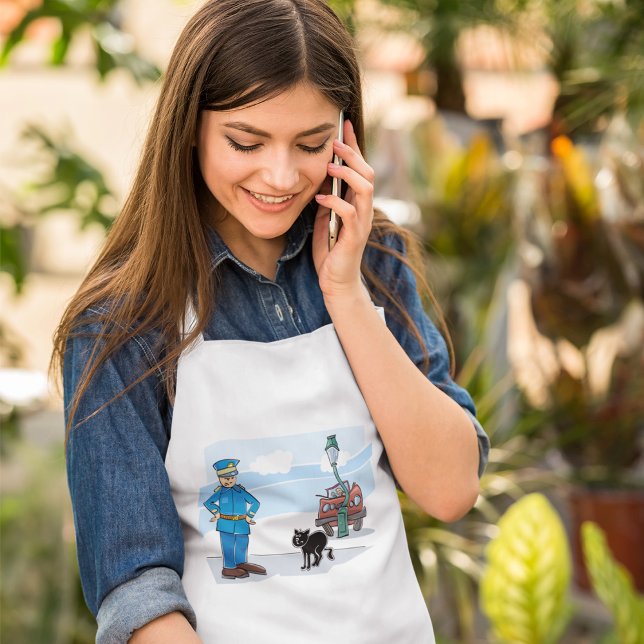 Polizist und schwarze Katze Schürze (Von Creator hochgeladen)