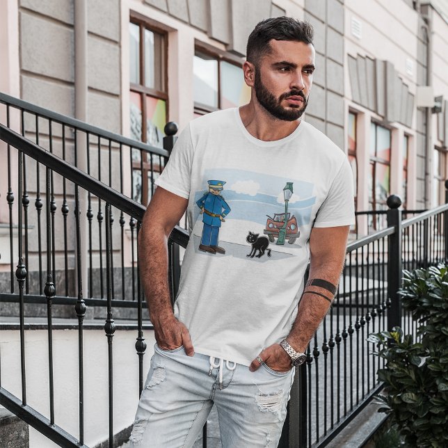 Polizist und schwarze Katze T-Shirt (Von Creator hochgeladen)