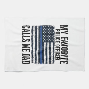 Polizist Vater Thin Blue Line Vintage Vector D Geschirrtuch