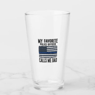 Polizist Vater Thin Blue Line Vintage Vector D Glas