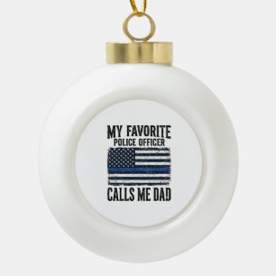 Polizist Vater Thin Blue Line Vintage Vector D Keramik Kugel-Ornament