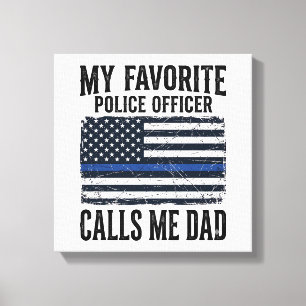 Polizist Vater Thin Blue Line Vintage Vector D Leinwanddruck