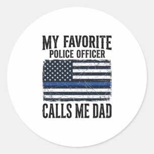 Polizist Vater Thin Blue Line Vintage Vector D Runder Aufkleber