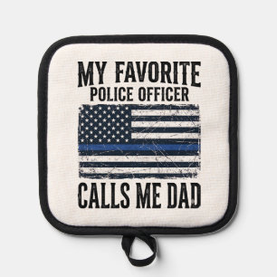 Polizist Vater Thin Blue Line Vintage Vector D Topflappen