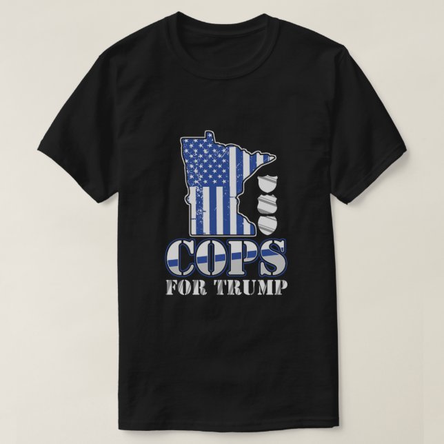 Polizisten für Trump Polizeichef Policeman USA Fla T-Shirt (Design vorne)