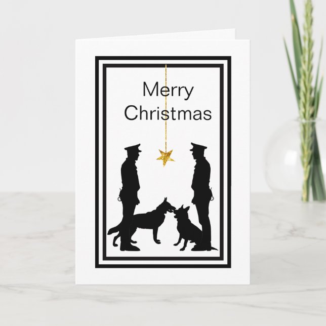 Polizisten K-9 Hunde Silhouette Weihnachtskarte Karte (Vorderseite)