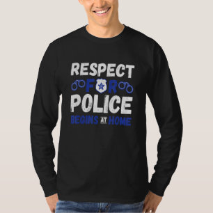 Polizisten Respekt Abzeichen Handschellen Polizei T-Shirt