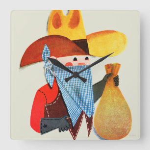 Polizisten und Räuber Quadratische Wanduhr