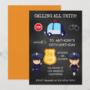 Polizisten und Robbers Geburtstagskarte Einladung