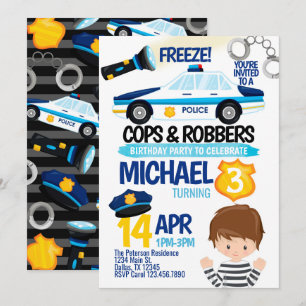 Polizisten und Robbers Geburtstagsparty Einladung
