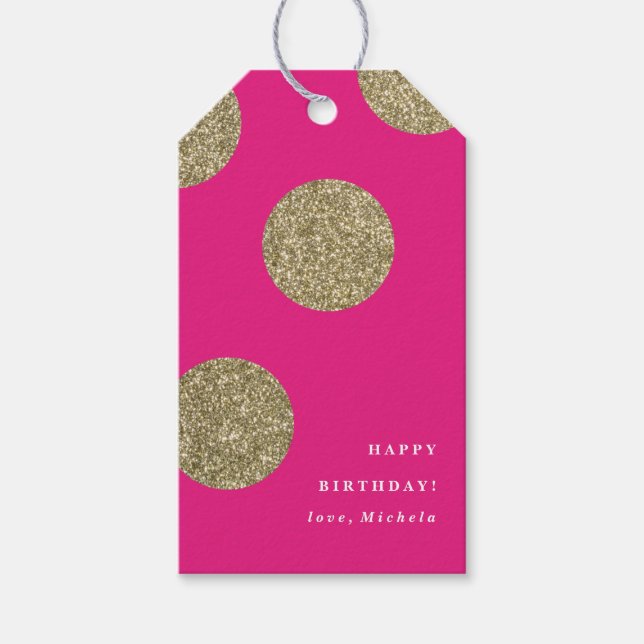 Polk a Dot Gold Glitzer | Geschenkanhänger (Vorderseite)
