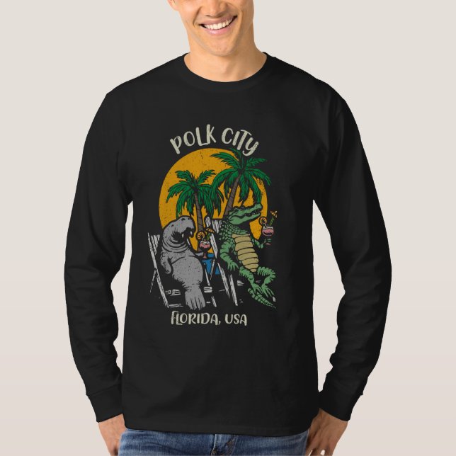 Polk City Florida USA Funny Manate and Alligator T-Shirt (Vorderseite)
