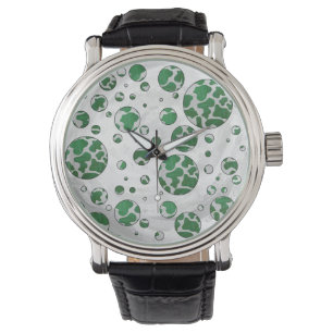 Polk Dot Kuh Grün und Weiß Armbanduhr