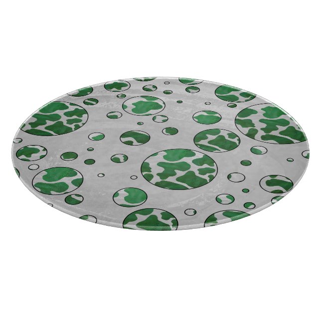 Polk Dot Kuh Grün und Weiß Schneidebrett (Ecke)
