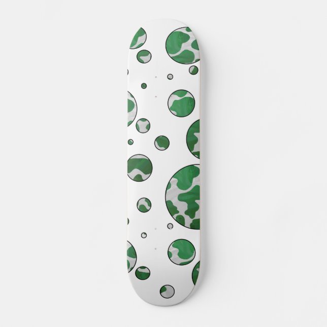 Polk Dot Kuh Grün und Weiß Skateboard (Vorderseite)
