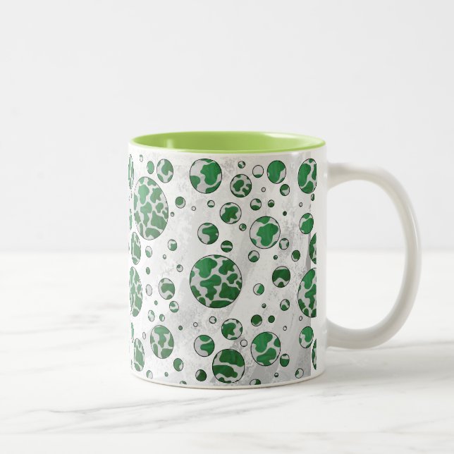 Polk Dot Kuh Grün und Weiß Zweifarbige Tasse (Rechts)