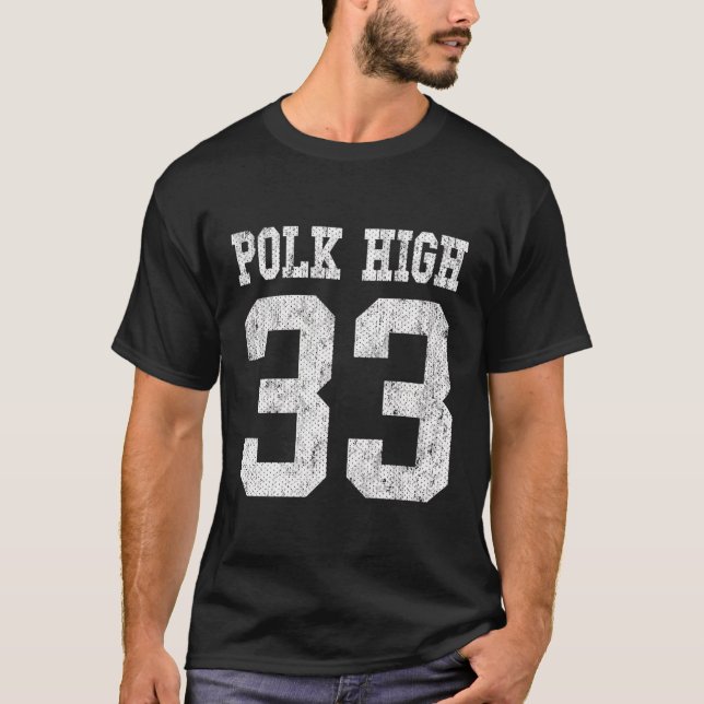 Polk High School Football Jersey 33 Aged Look T-Shirt (Vorderseite)
