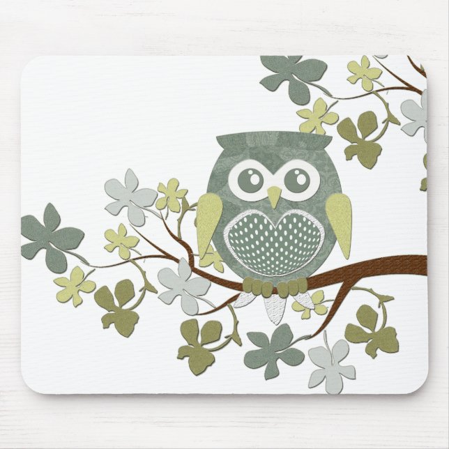 Polka-Baum-Eule Mousepad (Vorne)
