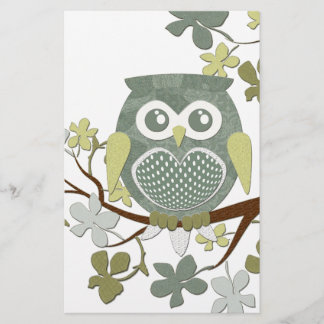Polka-Baum-Eulen-Briefpapier Briefpapier