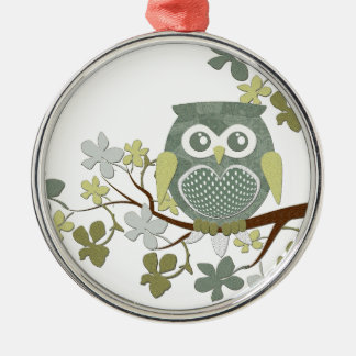 Polka-Baum-Eulen-Verzierung Silbernes Ornament