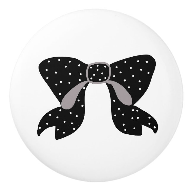 Polka Bow Knob Keramikknauf (Vorderseite)