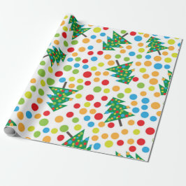 Polka-Dosen und Weihnachtsbaum Geschenkpapier