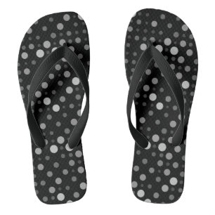 Polka Dot 01.Gray Black BG Flip Flops