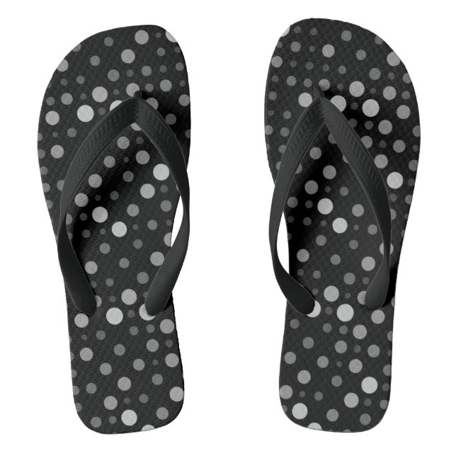 Polka Dot 01.Gray Black BG Flip Flops (Fußbett)