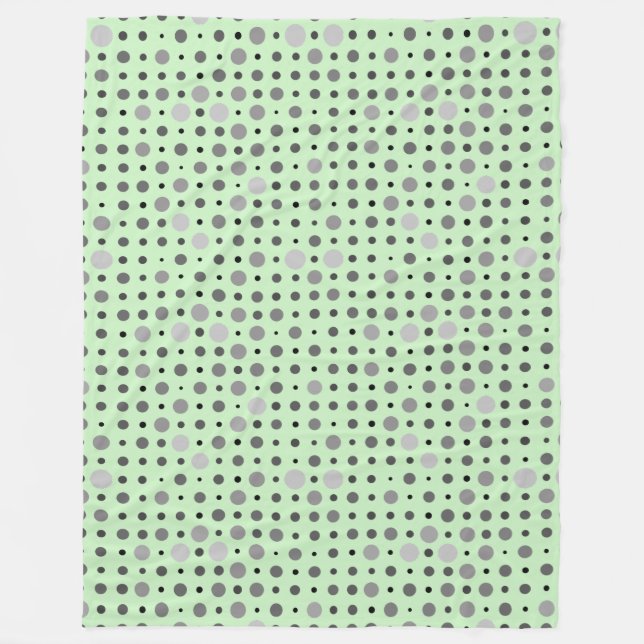 Polka Dot 01.Gray Lgreen BG Fleecedecke (Vorderseite)
