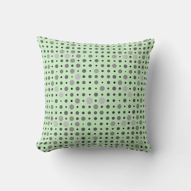 Polka Dot 01.Gray Lgreen BG Kissen (Vorderseite)
